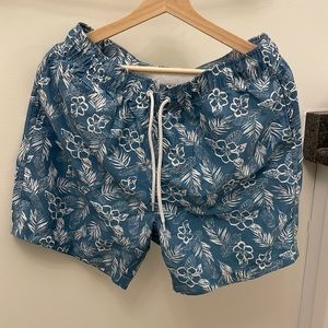 Black Brown Floral Swim Trunks